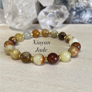 2/$40 - Xiuyan Jade Gemstone Stretch Bracelet - 8mm